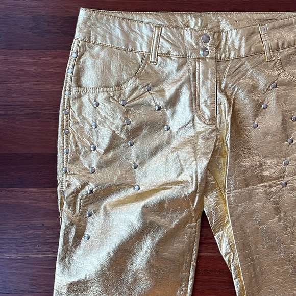 LIP SERVICE RARE! vintage 90s gold studded flare pants - Picture 2 of 9